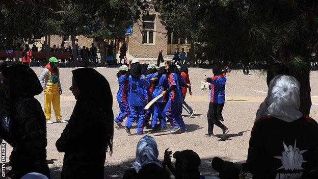 Girls playing cricket in Afghanistan