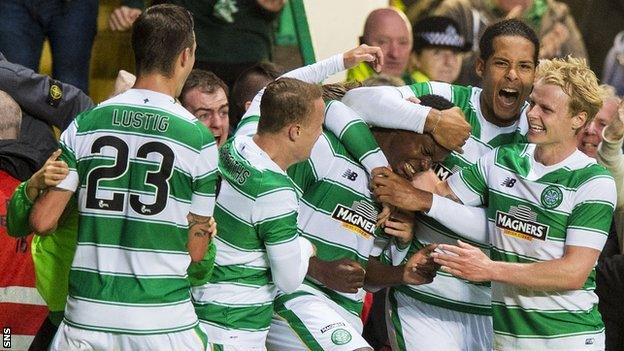 Celtic players celebrating