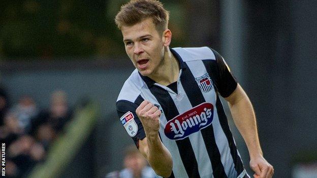 Jake Hessenthaler in action for Grimsby Town