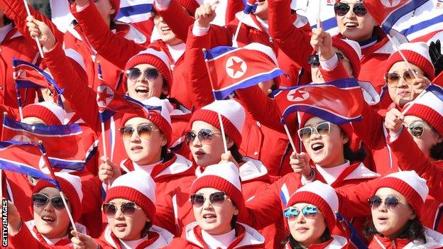 North Korea cheerleaders at the Winter Olympics