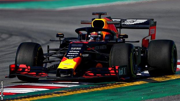 Max Verstappen driving the 2019 Red Bull car