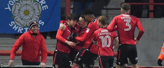 Callum Lang's first goal for Morecambe came in the second half of their 2-0 win against Coventry on 9 December