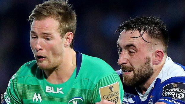 Kieran Marmion of Connacht in action against Leinster's Jack Conan