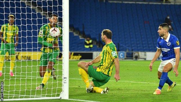 Jake Livermore could do little to avoid Branislav Ivanovic's clearance as he registered an own goal for Brighton's opener