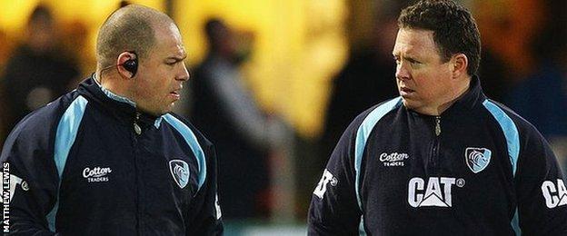 Matt O'Connor worked at Welford Road for three seasons from 2010 to 2013 with Richard Cockerill (left)