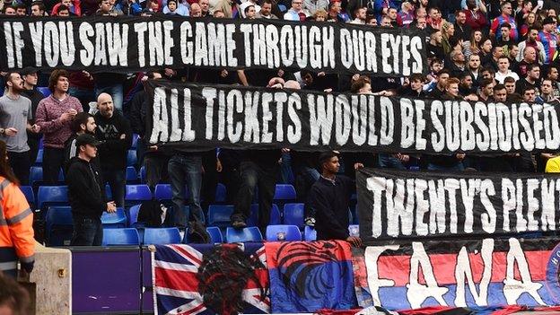 Crystal Palace fans stage a protest