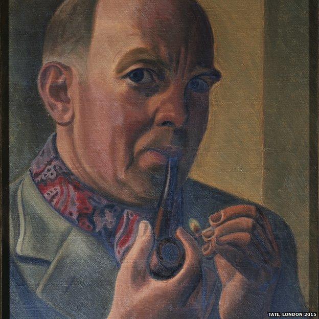 Portrait of a Man Lighting a Pipe - William Roberts