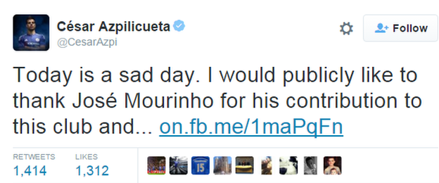 Cesar Azpilicueta tweet