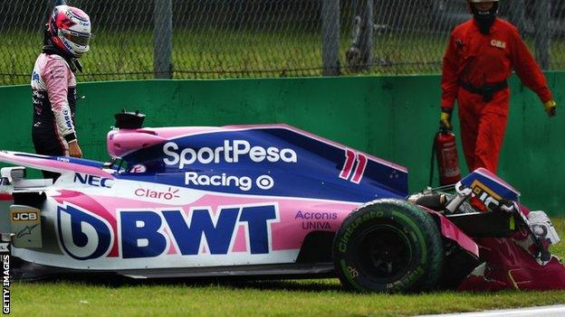 Sergio Perez after practice crash