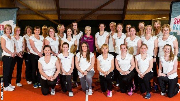 Judy Murray and She Rallies 'ambassadors' at the coaching session in Birmingham.