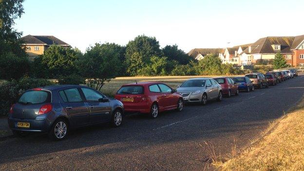 Cars blocking off green sites in Kesgrave