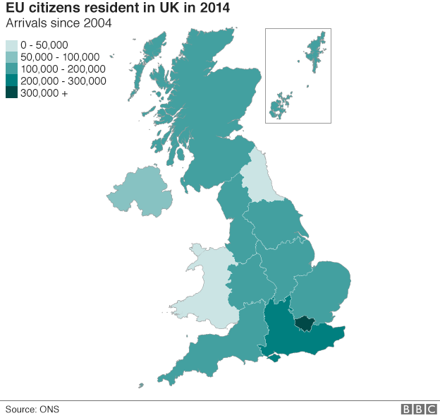 Graphic of EU citizens resident in UK in 2014