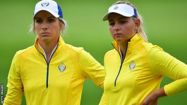 Emily Pedersen and Melissa Reid at the Solheim Cup in 2017