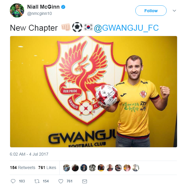 Niall McGinn on Twitter in his new strip