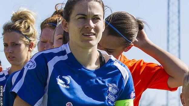 Karen Carney as captain of Birmingham City