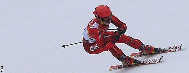 China's Xia Lina competes in the women's slalom at the 2014 Winter Olympics