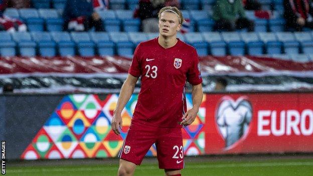 Erling Haaland scores 3 for Norway