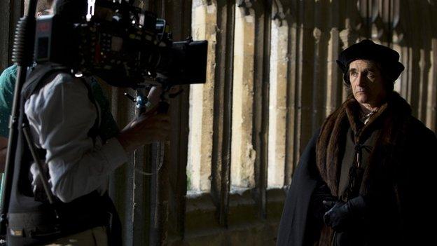 Mark Rylance filming Wolf Hall