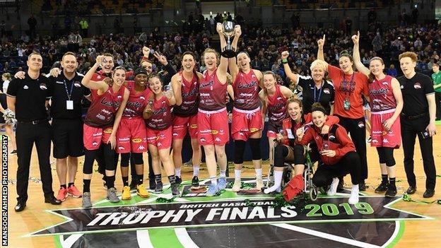 Leicester Riders celebrate retaining the WBBL