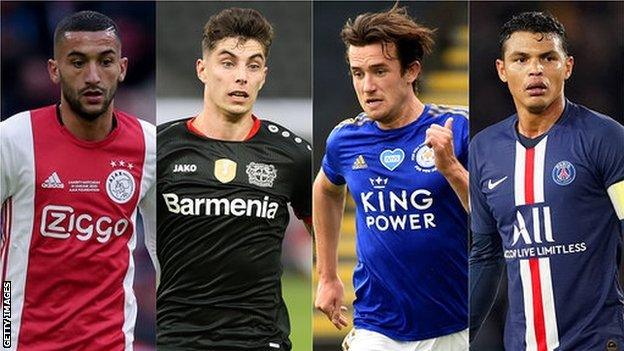 Chelsea's Hakim Ziyech, Kai Havertz, Ben Chilwell and Thiago Silva