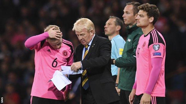 Gordon Strachan with some of his Scotland players