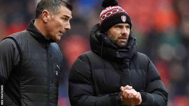 Richie Barker and Paul Warne on the sidelines at Rotherham