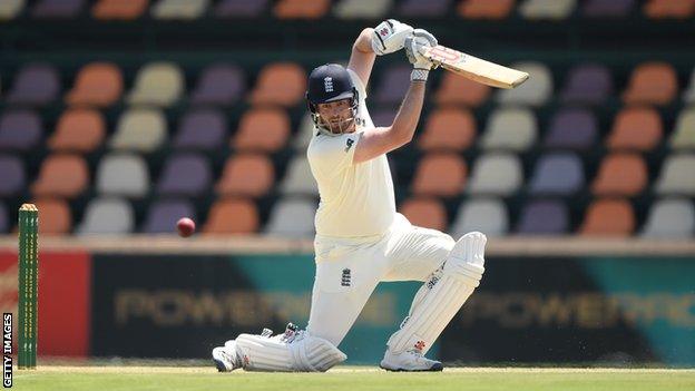 England opener Dom Sibley plays a shot during a warm-up match against a Cricket South Africa Invitation XI