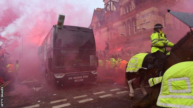 manchester city bus on it's way to Anfield
