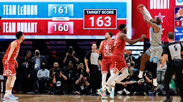 NBA All Star Game Stephen Curry sets record as Team LeBron win 163 160 against Team Durant BBC Sport