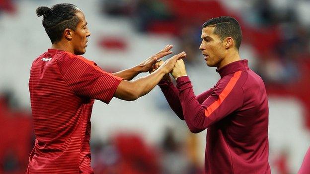 Rangers defender Bruno Alves with Ronaldo