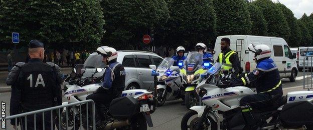 Police officers on motorbikes