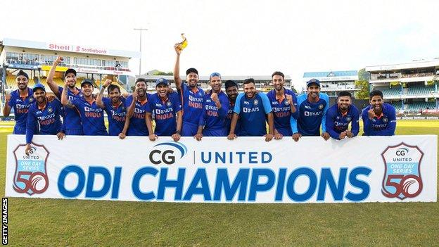 India with the ODI series trophy