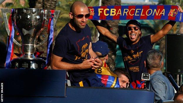 Barcelona defender Javier Mascherano (left)