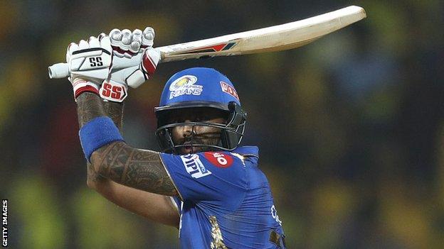 Suryakumar Yadav plays a shot for Mumbai Indians against Chennai Super Kings