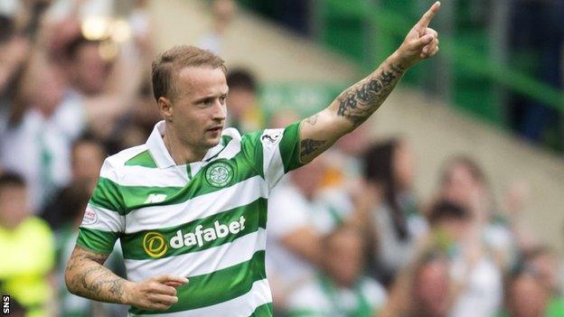 Leigh Griffiths celebrates a goal in Celtic's 4-1 win against Aberdeen