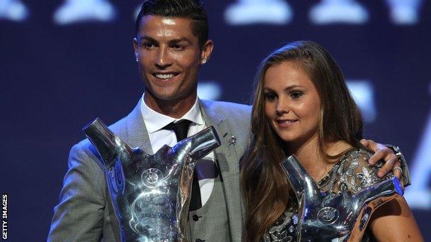 Lieke Martens was named Uefa Women's Player of the Year 2017 with Real Madrid's Cristiano Ronaldo winning the men's award