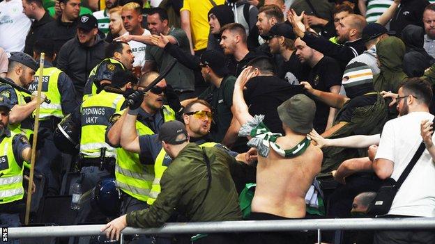 Celtic fans in Stockholm