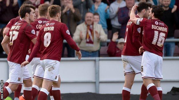 Northampton Town's players celebrate