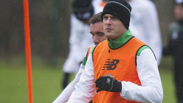 Celtic striker Anthony Stokes in training