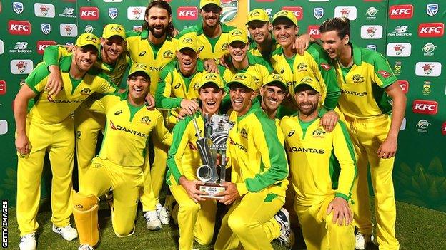 Australia with the T20 series trophy