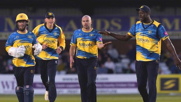 Jake Lintott celebrates a wicket in the T20 Blast