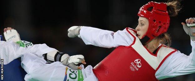 Jade Jones in action at the 2016 Olympic Games