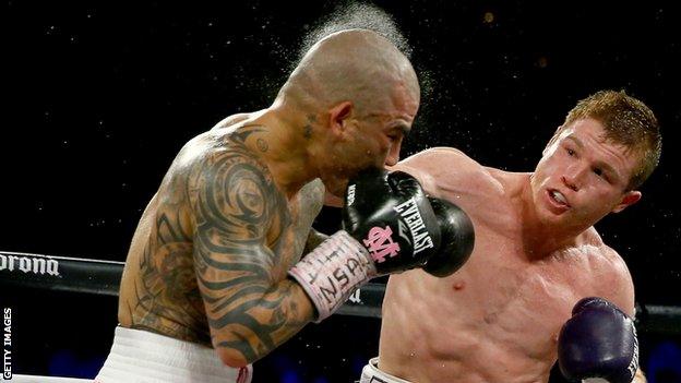 Saul Alvarez (right) in action against Miguel Cotto