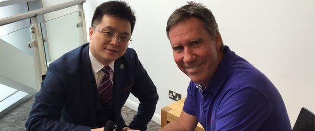 New Villa owner Tony Xia was interviewed by BBC WM's Mark Regan