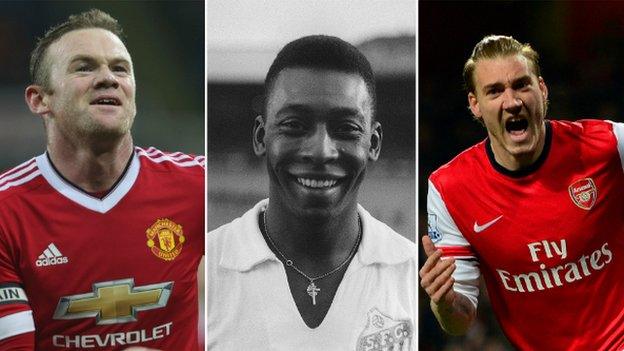 Wayne Rooney, Pele and Nicklas Bendtner