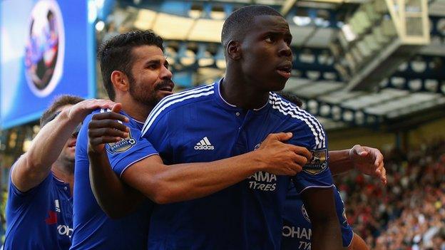 Chelsea striker Diego Costa (left) and team-mate Kurt Zouma