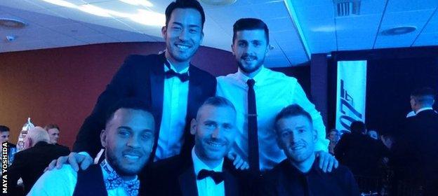 Maya Yoshida, Shane Long, Kelvin Davis, Ryan Bertrand and Steven Davis all dressed smartly for Southampton's party