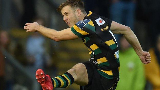 Sam Olver's boot provided 14 of Northampton Saints' point in their 19-13 Anglo-Welsh Cup win over Gloucester Rugby at Franklin's Gardens, 12 November 2016