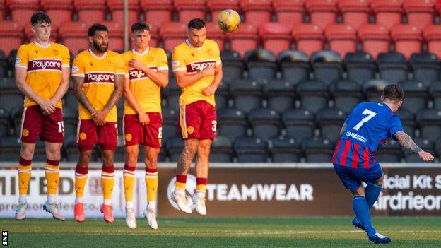 A Rhys McCabe free-kick from distance gave Airdrie a second-half lead in the Lanarkshire derby