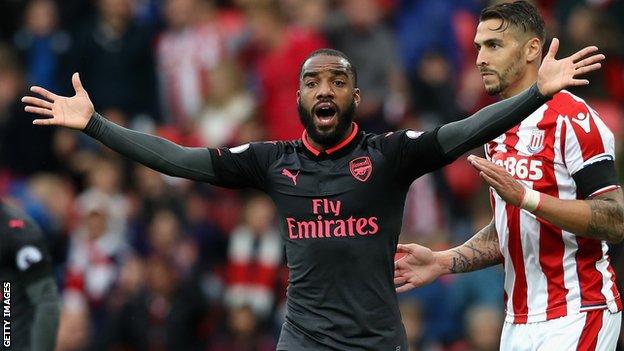 Lacazette thought he had struck for Arsenal at Stoke